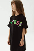 Girls Black TYESS Studio Colorful Logo Print Oversized T-Shirt Dress By B&G