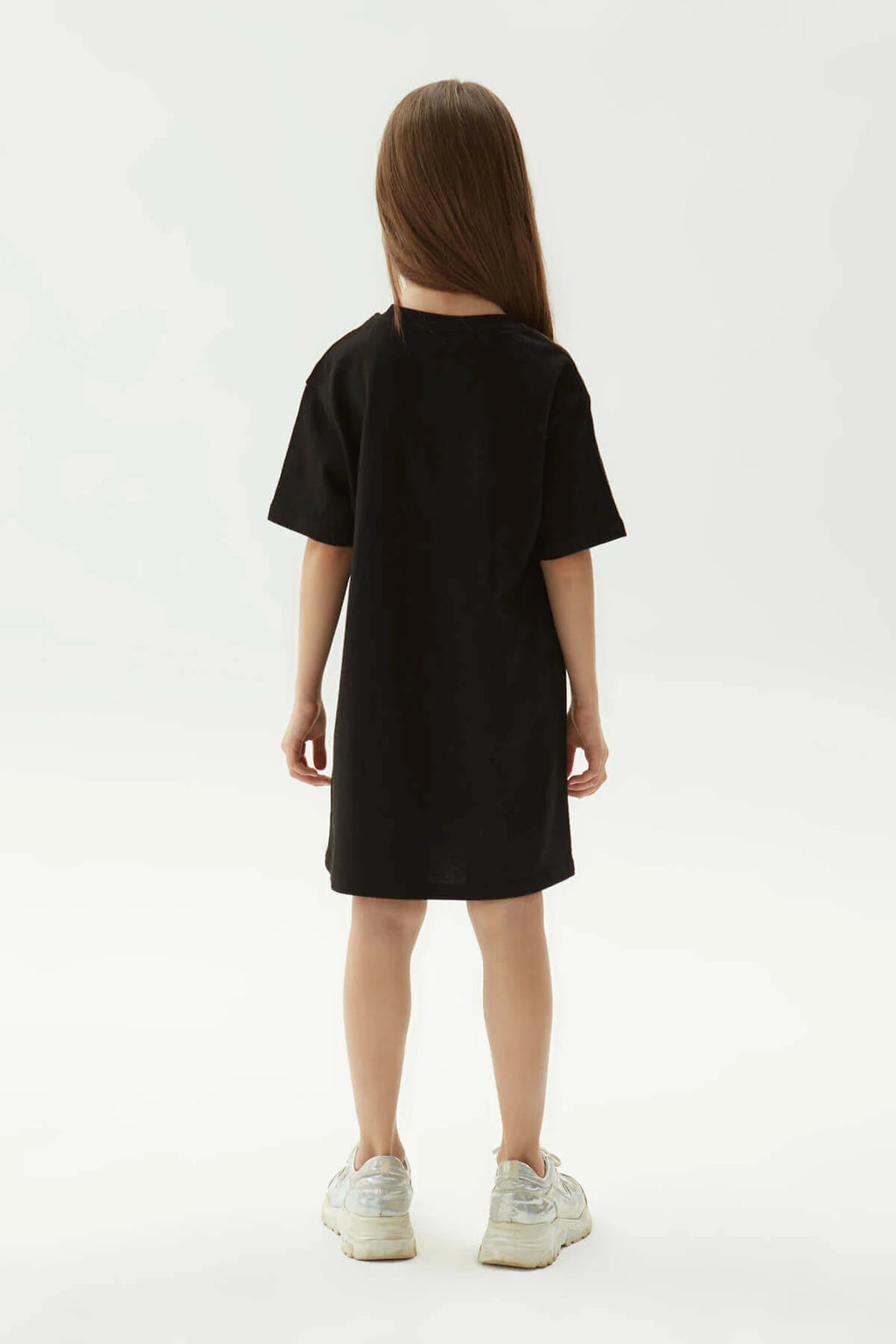 Girls Black TYESS Studio Colorful Logo Print Oversized T-Shirt Dress By B&G