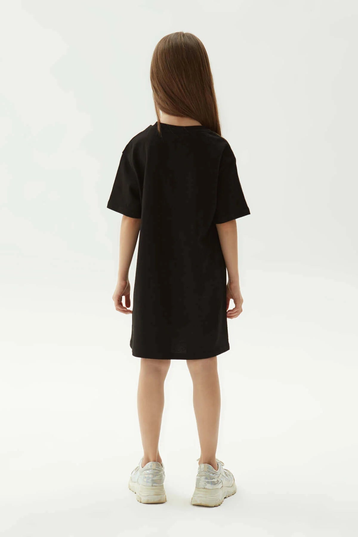 Girls Black TYESS Studio Colorful Logo Print Oversized T-Shirt Dress By B&G