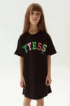 Girls Black TYESS Studio Colorful Logo Print Oversized T-Shirt Dress By B&G