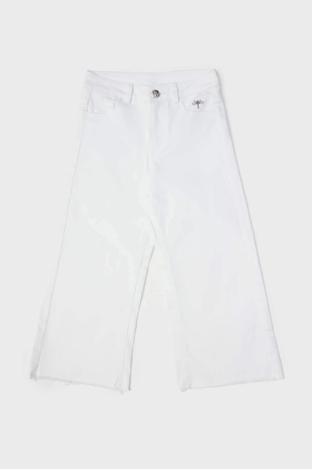 Girls White Wide-Leg Straight Trousers By B&G