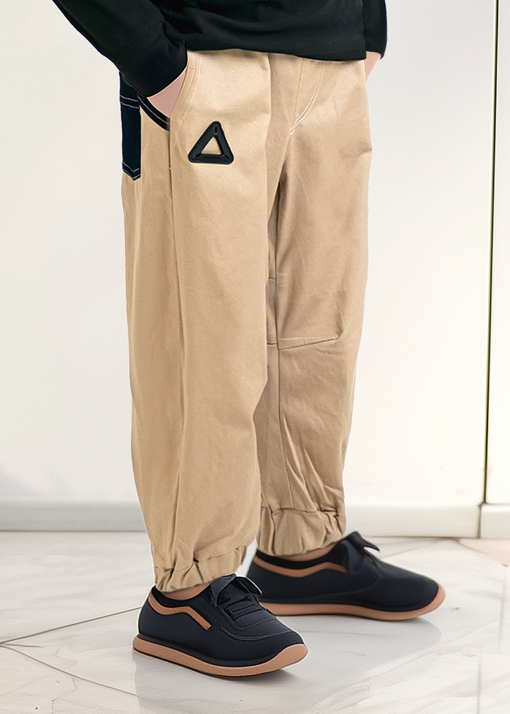 Boys Beige Casual Pants