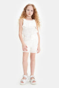 Girls White Broderie Anglaise Ruffle-Strap Bow Playsuit By B&G