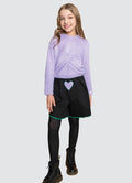 Girls Black Shorts with 3D Heart Appliqué Pocket & Green Contrast Trim By B&G