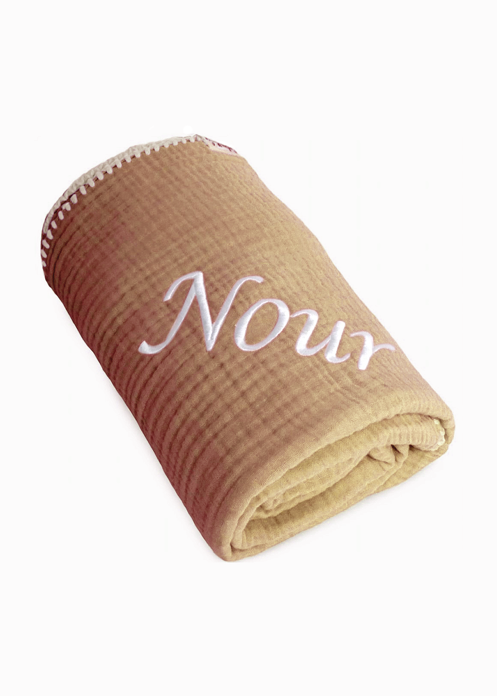 Baby Personalised Name Embroidery Waffle Blanket – Multiple Colours