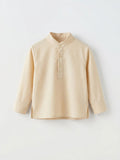 Boys Cream Mandarin Collar Shirt