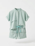 Boys Mint Green Linen Utility Set