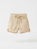 Boys Beige Rolled Hem Drawstring Shorts