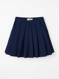 Girls Navy Full Knife-Pleat A-Line Mini Skirt