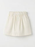 Girls Cream Boucle Textured Paper-Bag Elasticated Waist Mini Skirt