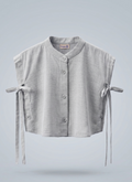 Girls Grey Linen-Look Side-Tie Sleeveless Button Shirt
