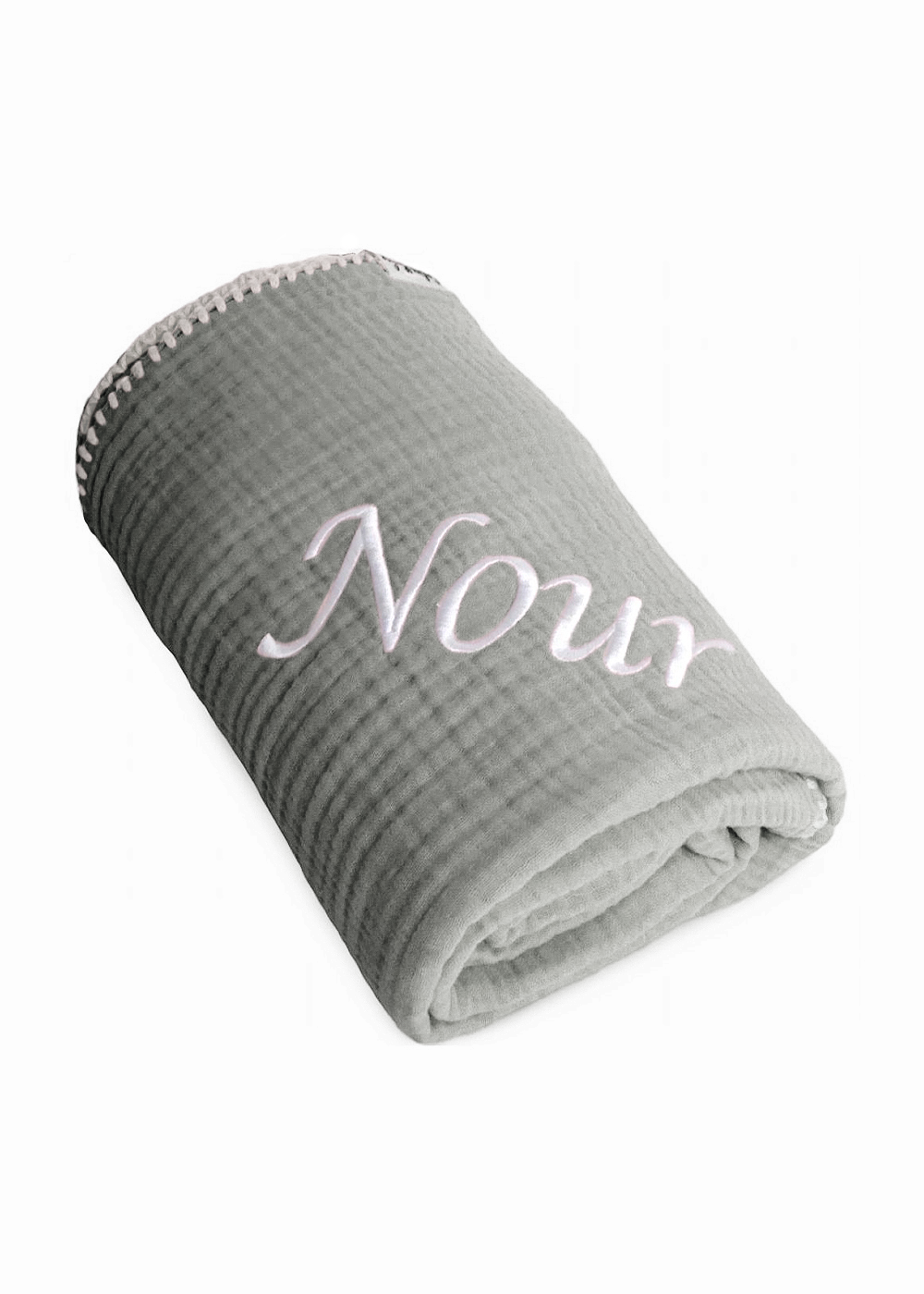 Baby Personalised Name Embroidery Waffle Blanket – Multiple Colours