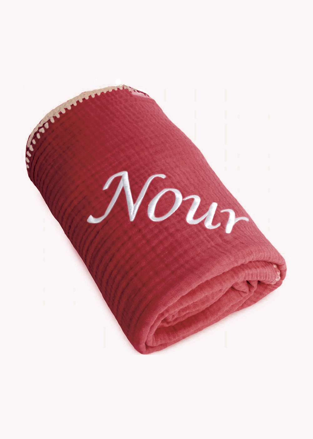 Baby Personalised Name Embroidery Waffle Blanket – Multiple Colours