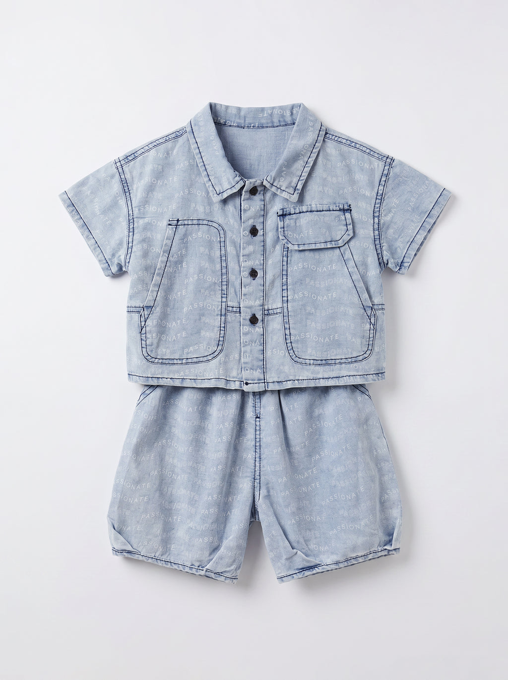 Boys Blue Coordinated Shirt and Shorts Matching Set