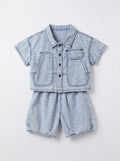 Boys Blue Coordinated Shirt and Shorts Matching Set
