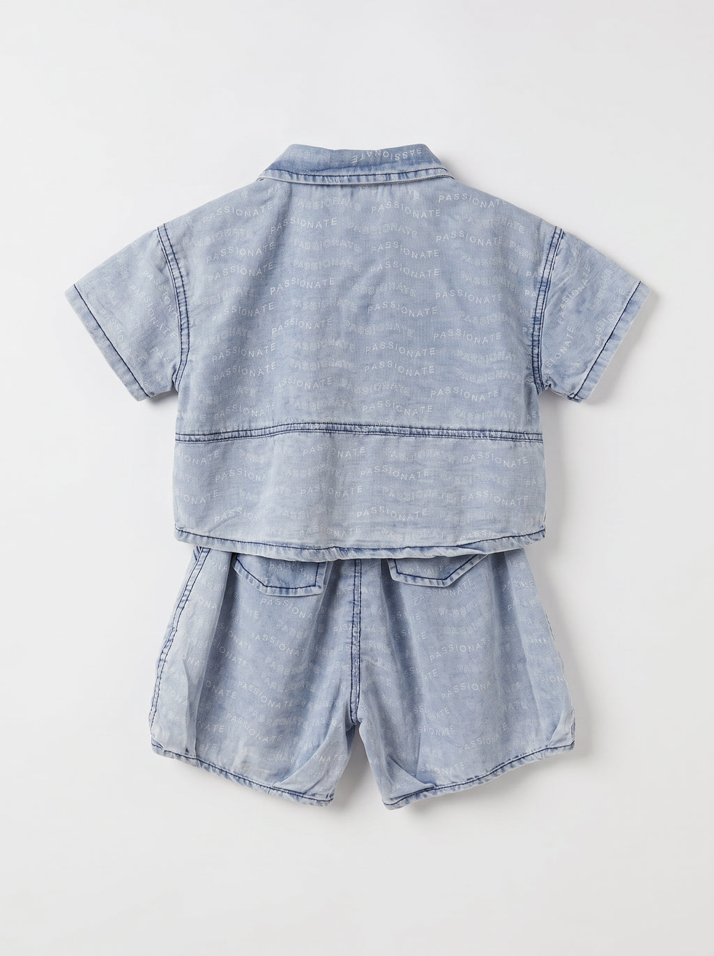 Boys Blue Coordinated Shirt and Shorts Matching Set