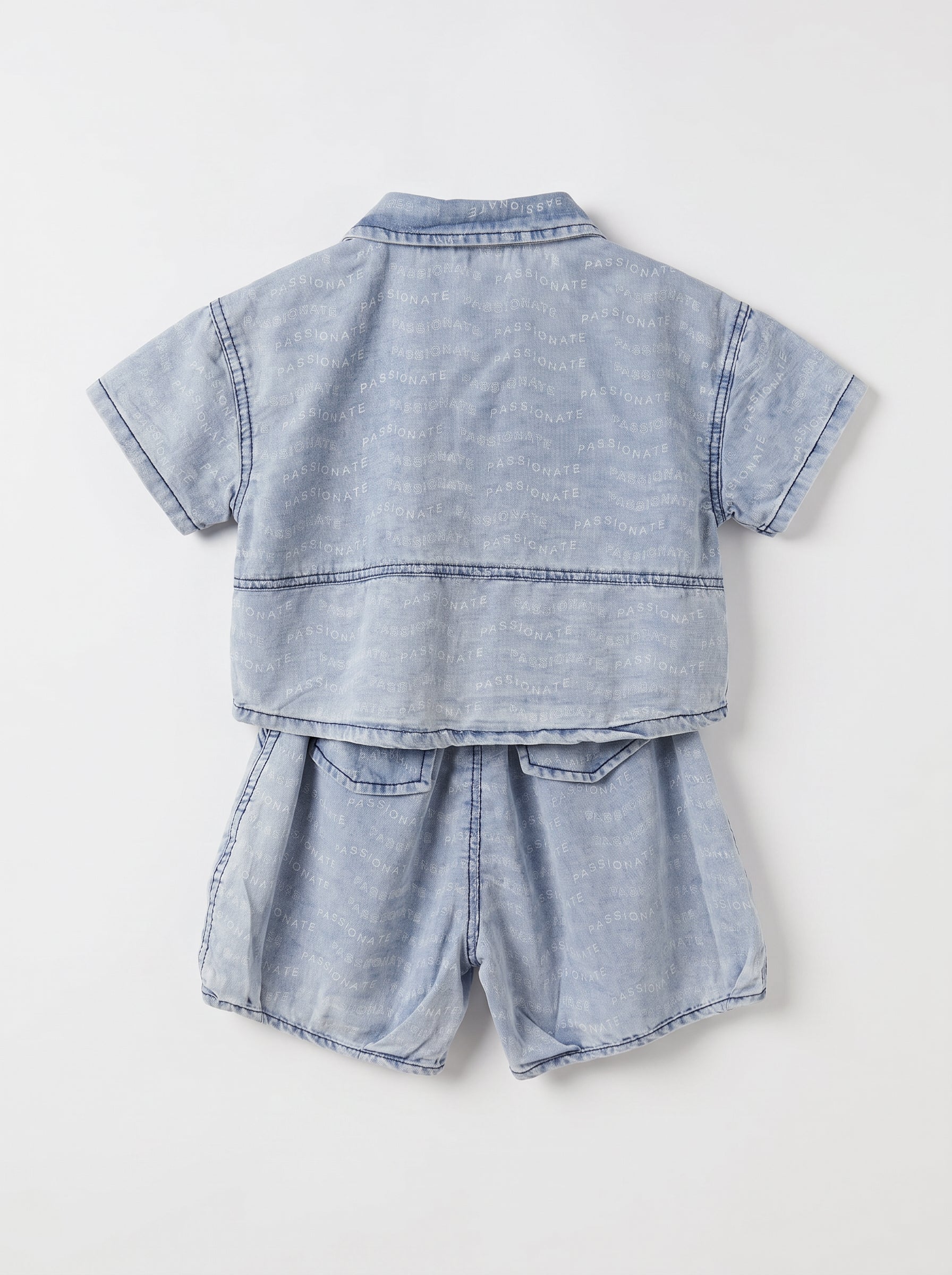 Boys Blue Coordinated Shirt and Shorts Matching Set