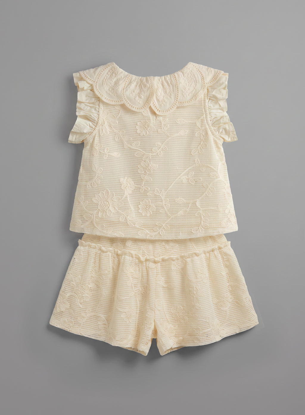 Girls Beige Coordinated Ramadan Top and Skirt Set