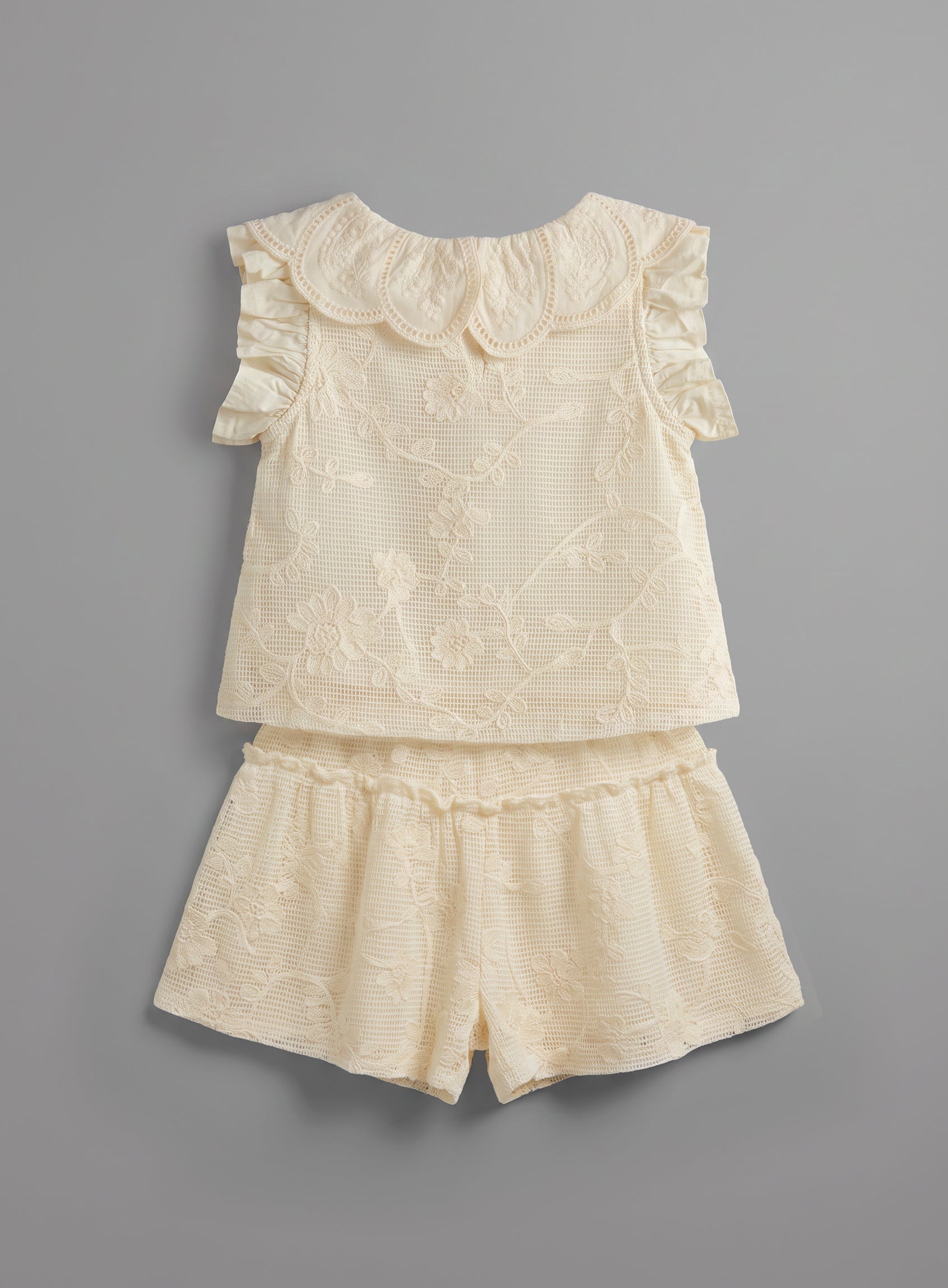 Girls Beige Coordinated Ramadan Top and Skirt Set
