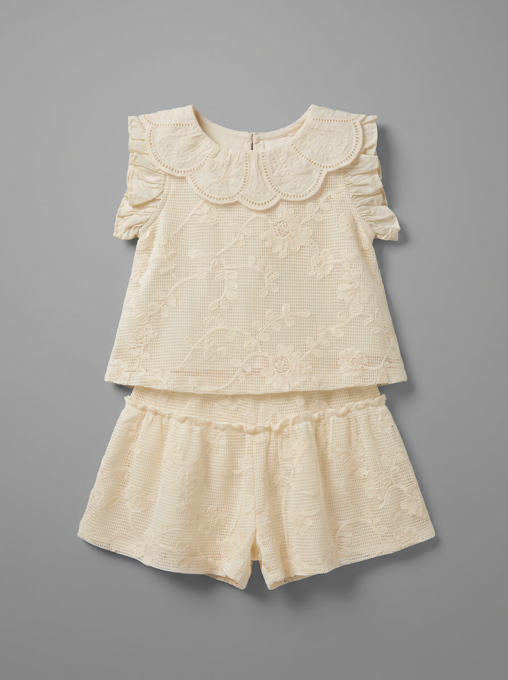 Girls Beige Coordinated Ramadan Top and Skirt Set