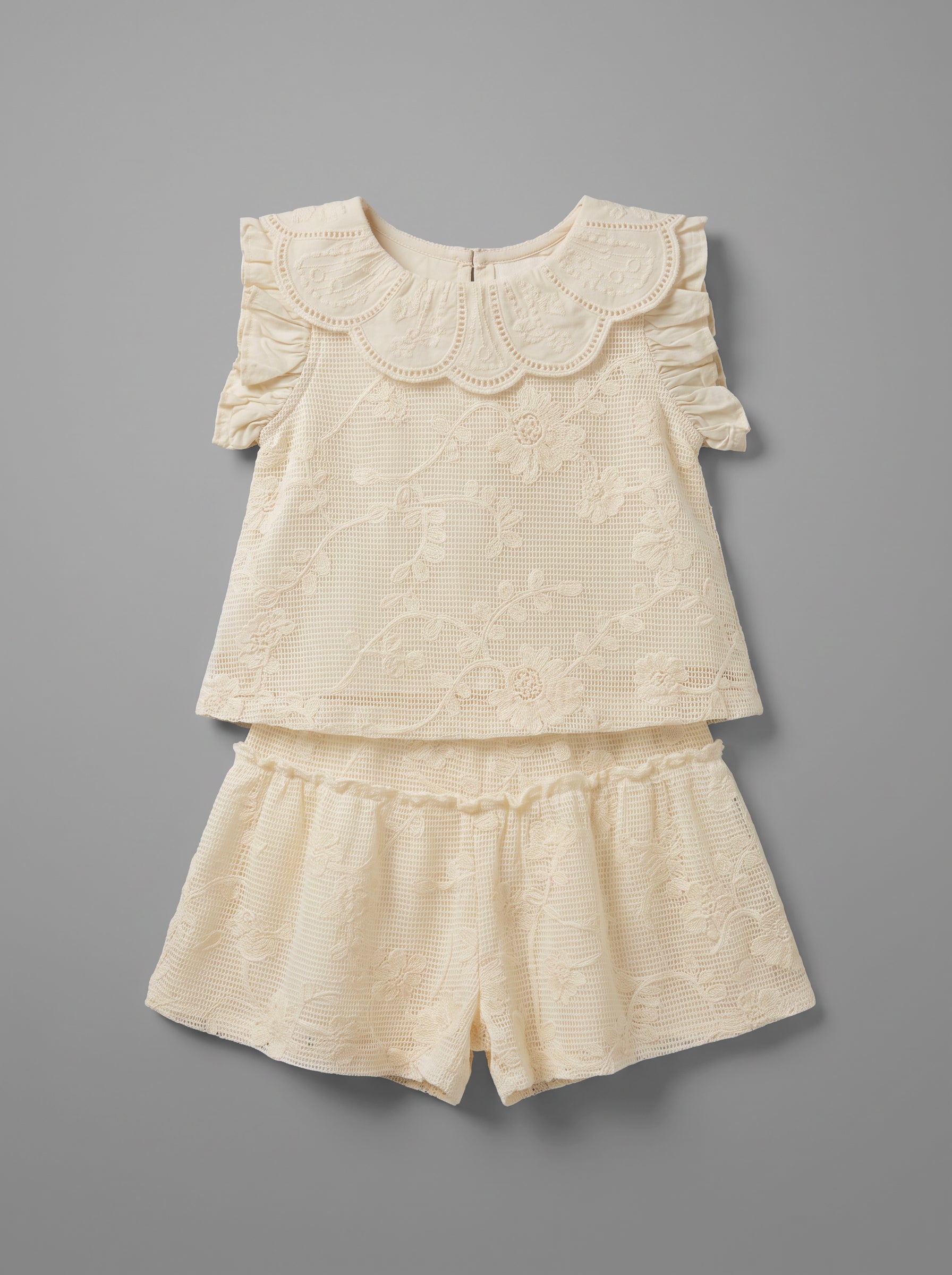 Girls Beige Coordinated Ramadan Top and Skirt Set