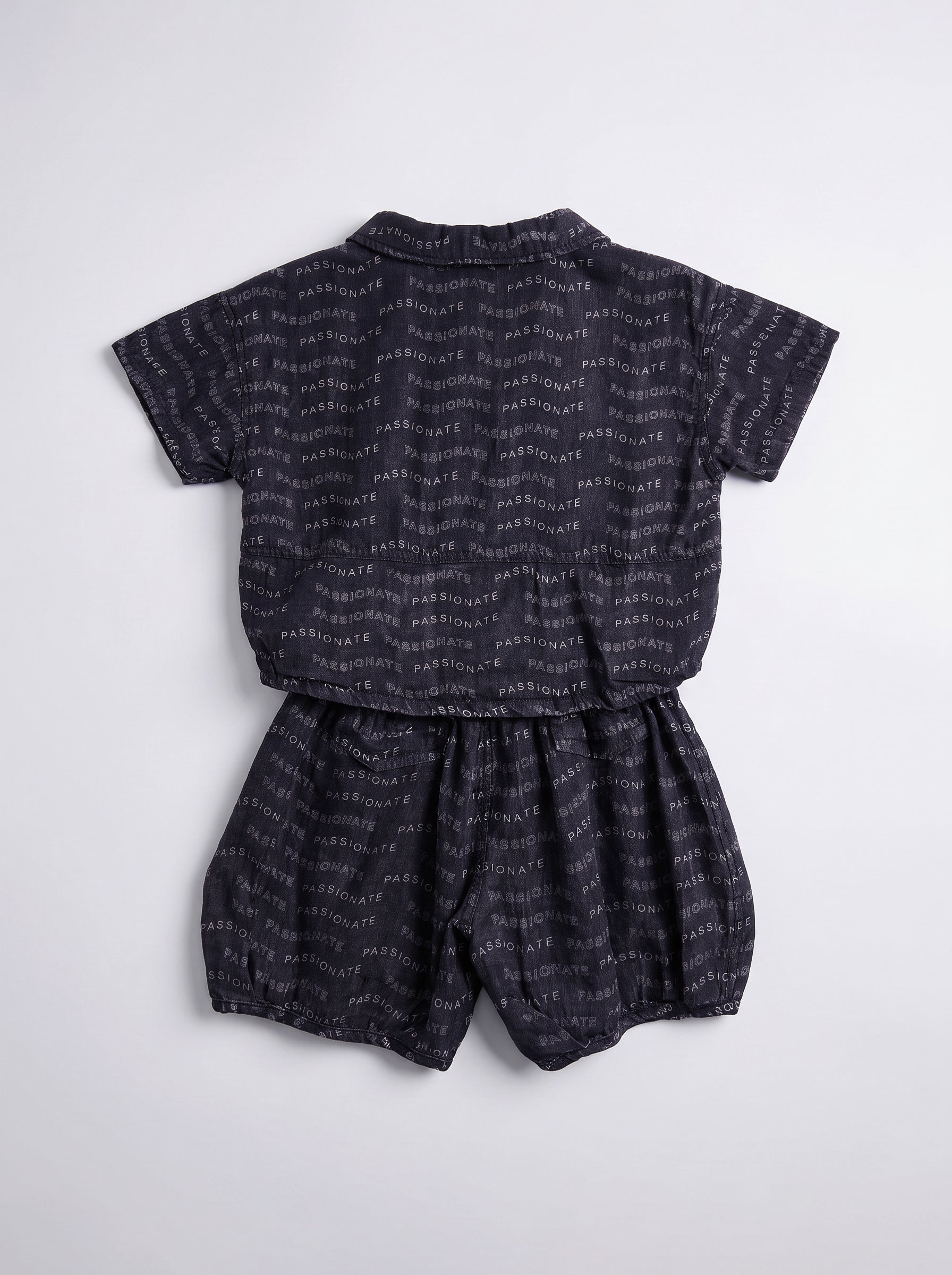 Boys Black Coordinated Shirt and Shorts Matching Set