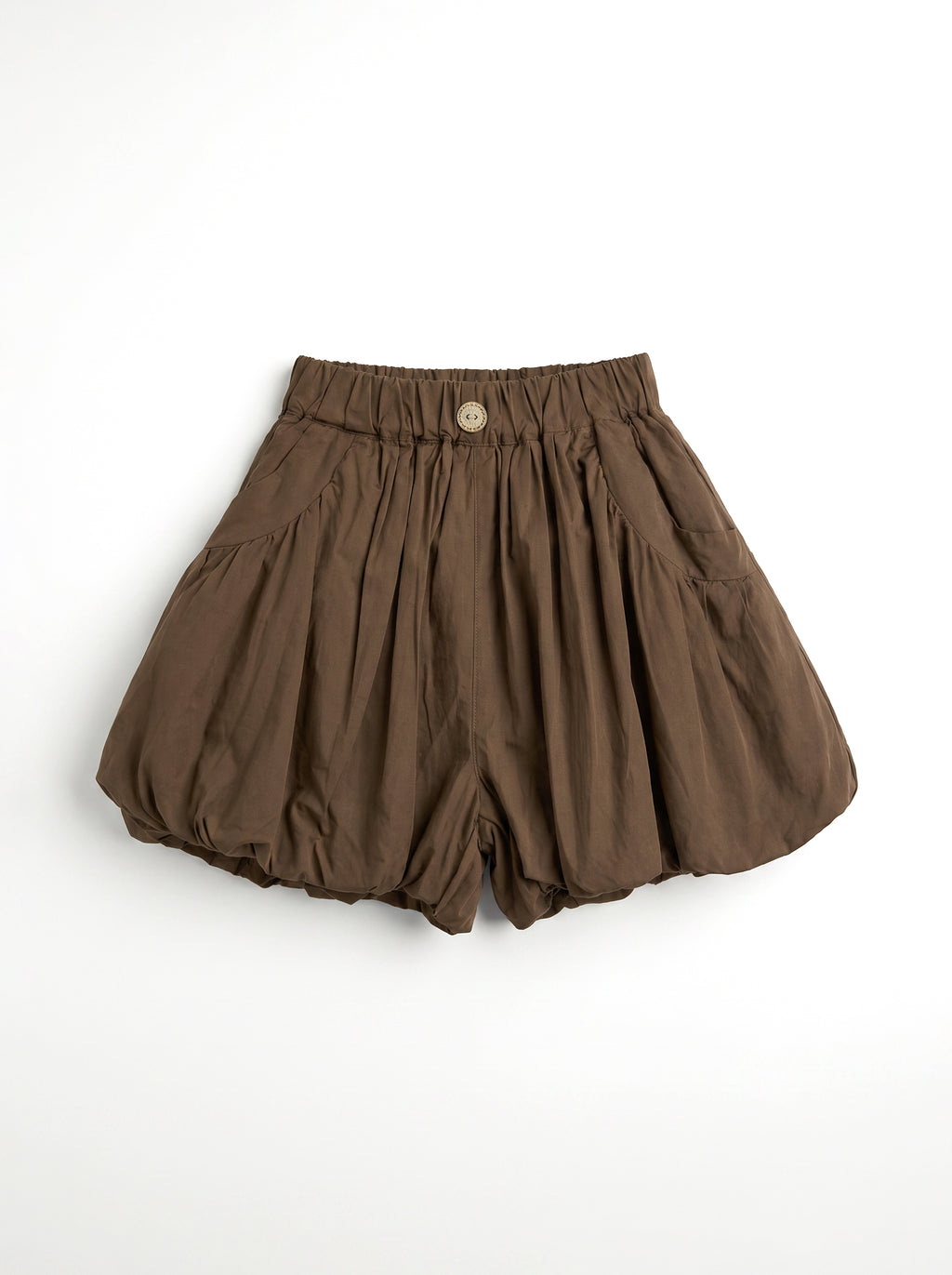 Girls Coffee Brown Casual Elastic-Waist Pull-On Shorts