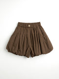 Girls Coffee Brown Casual Elastic-Waist Pull-On Shorts