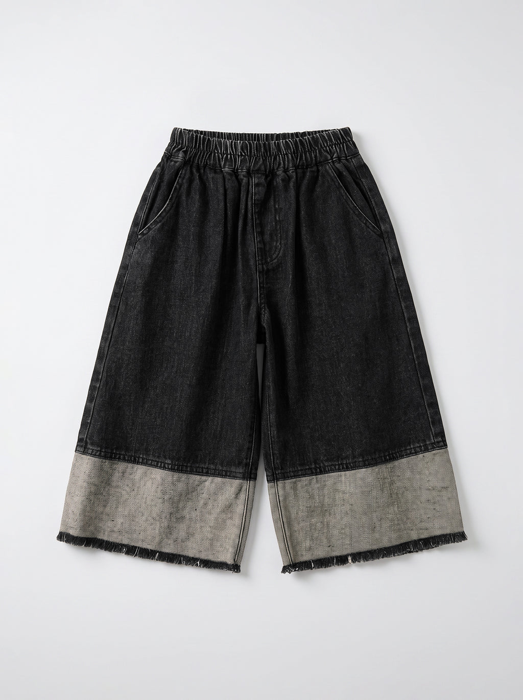 Girls Black Denim Relaxed-Fit Pull-On Pants