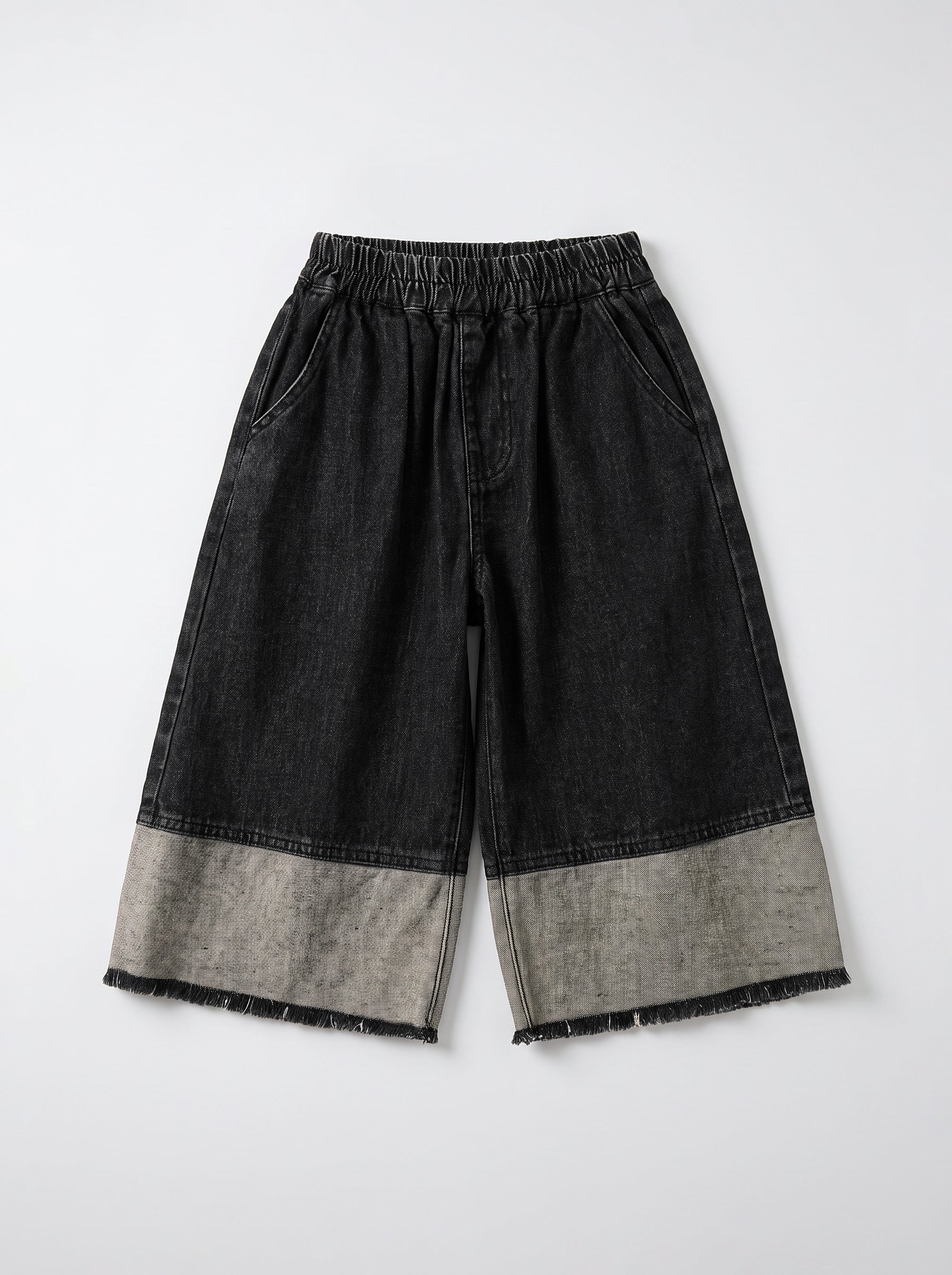 Girls Black Denim Relaxed-Fit Pull-On Pants
