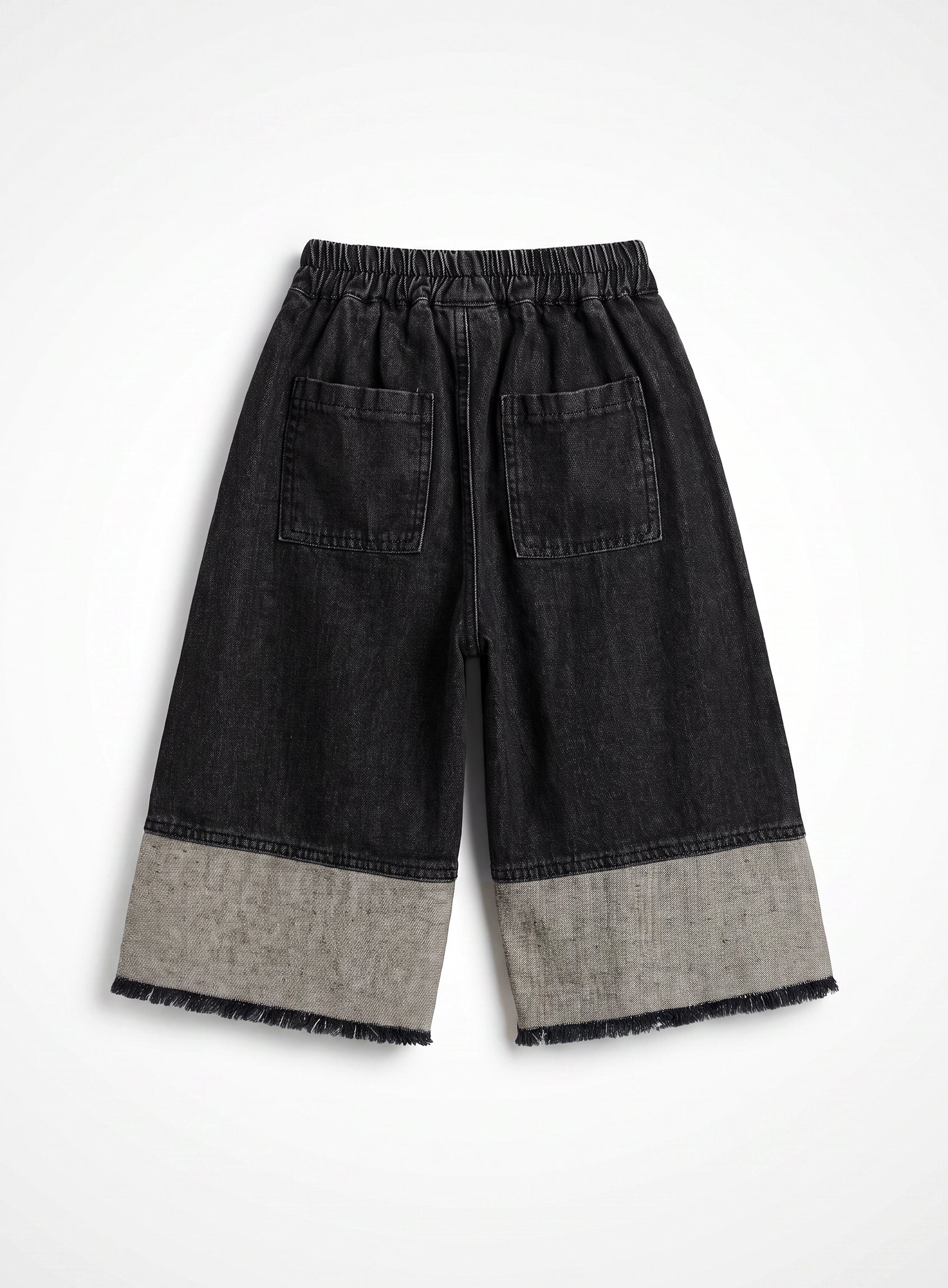 Girls Black Denim Relaxed-Fit Pull-On Pants