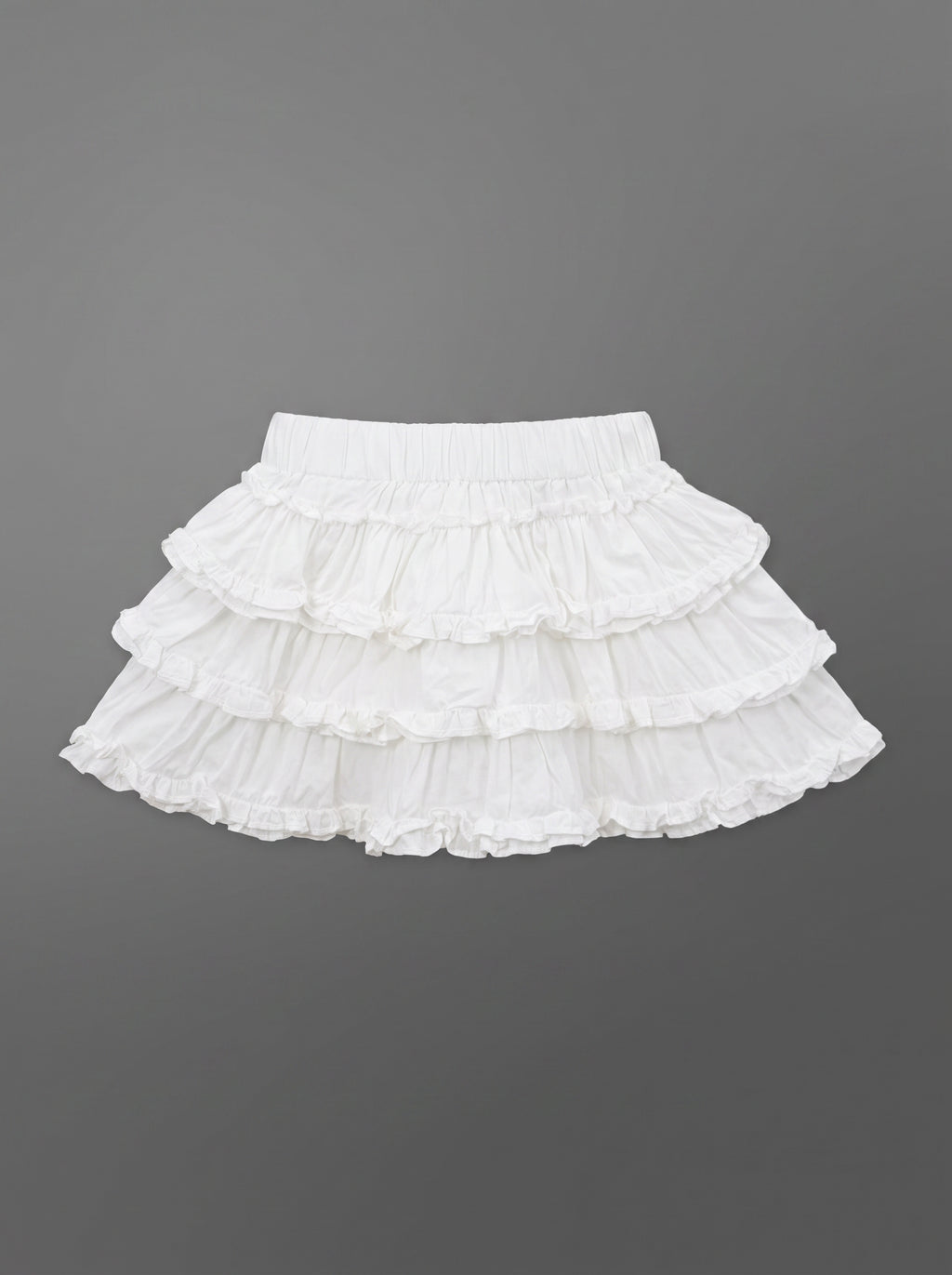 Girls White Elastic-Waist Casual Skirt