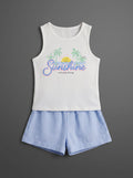 25FW0QB34542 WHITE Set: Blouse + Shorts