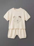 Boys Beige Coordinated Casual Two-Piece Set