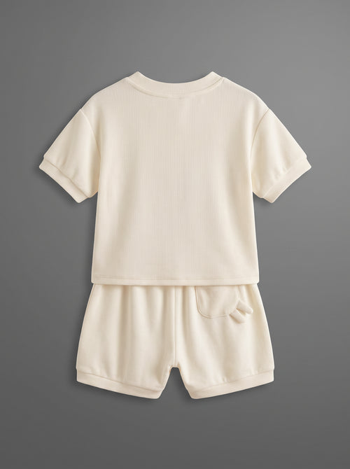 Boys Beige Coordinated Casual Two-Piece Set