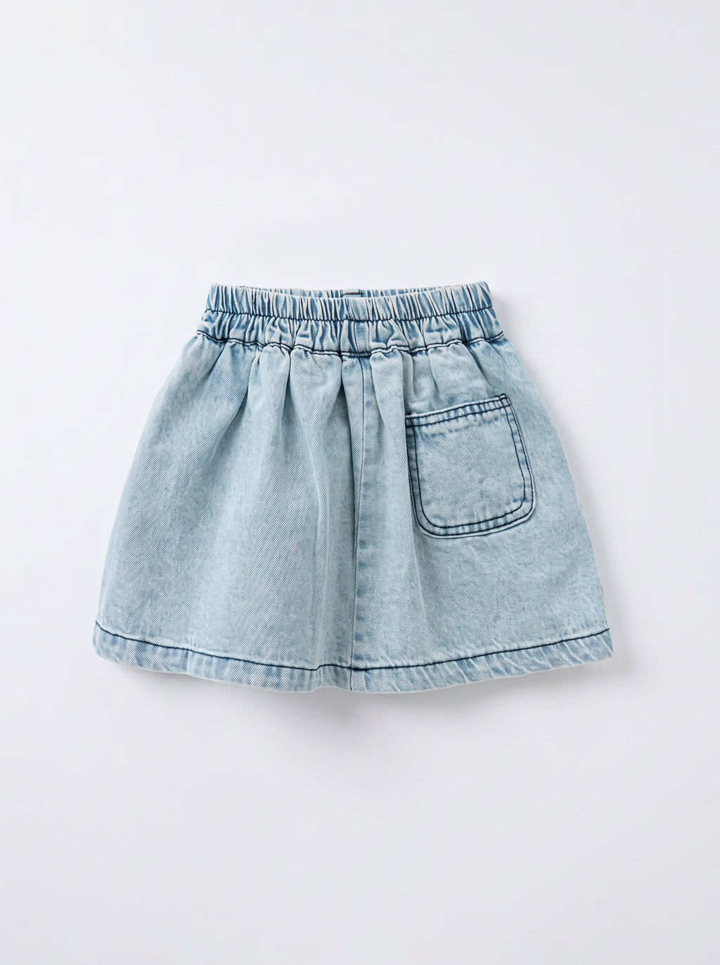 Girls Blue Denim Casual Elastic-Waist Pull-On Skirt
