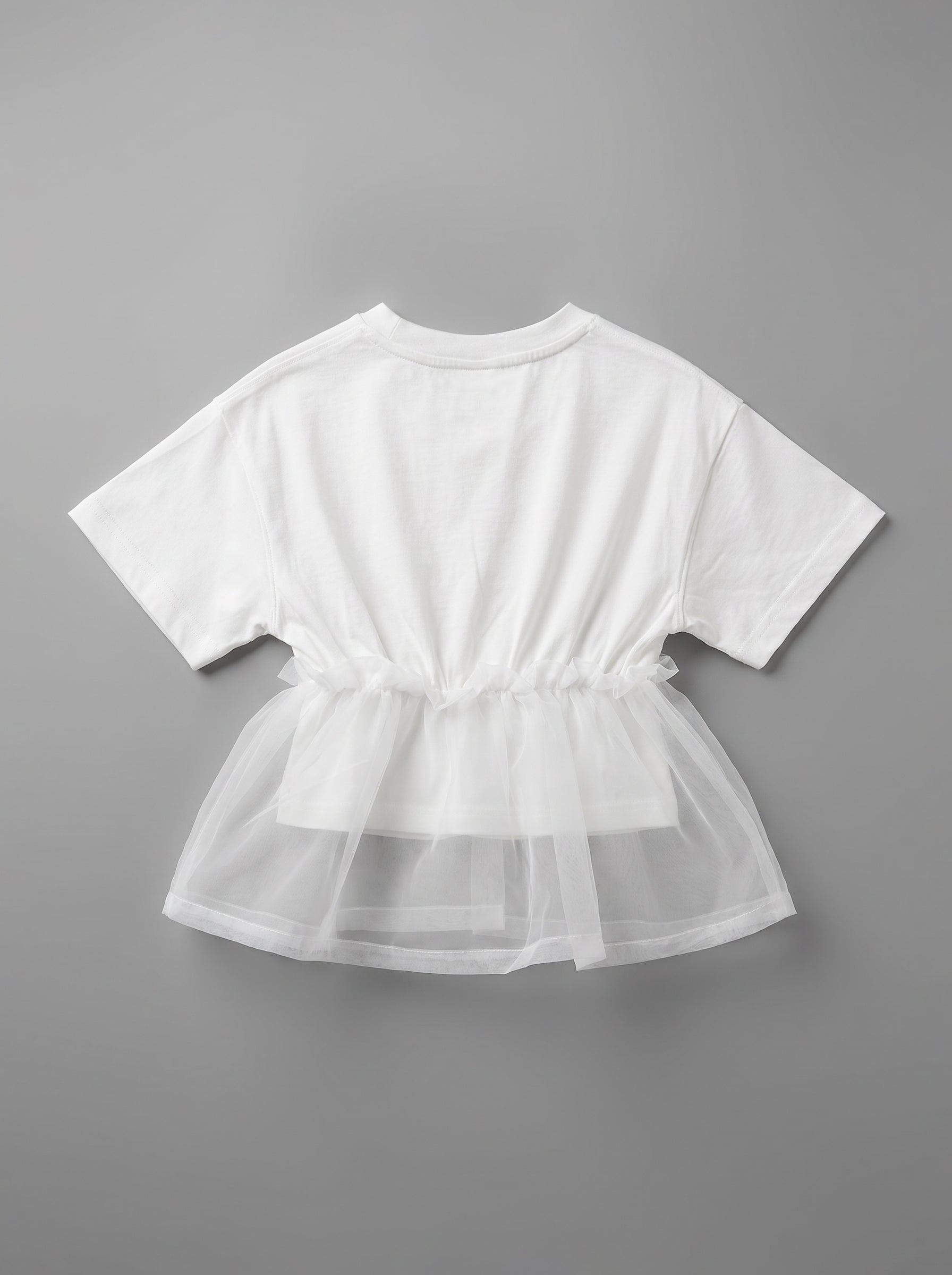 Girls White Short-Sleeve Feminine Summer Top