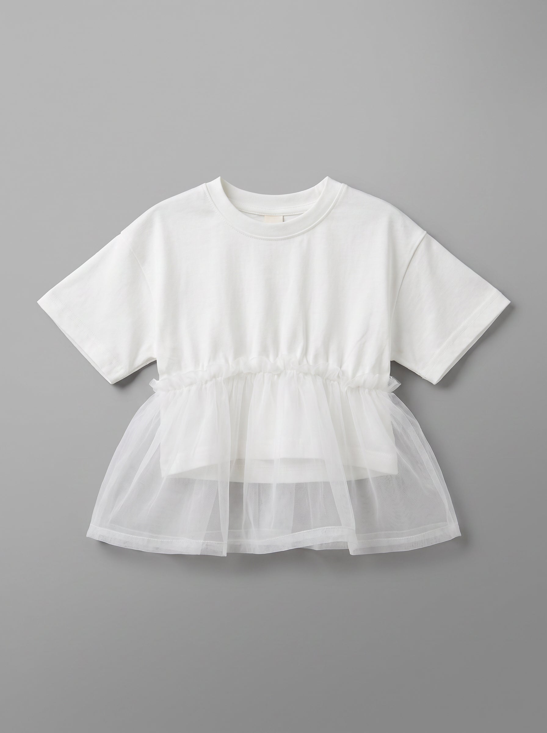Girls White Short-Sleeve Feminine Summer Top