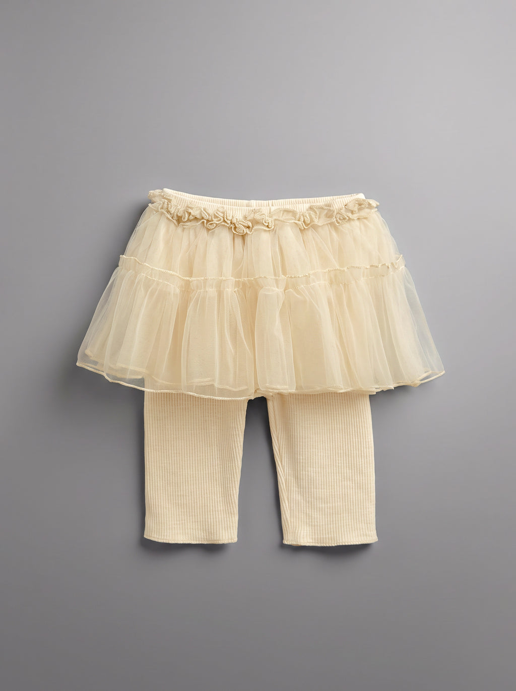 Baby Girl Beige Relaxed-Fit Elastic-Waist Casual Trousers