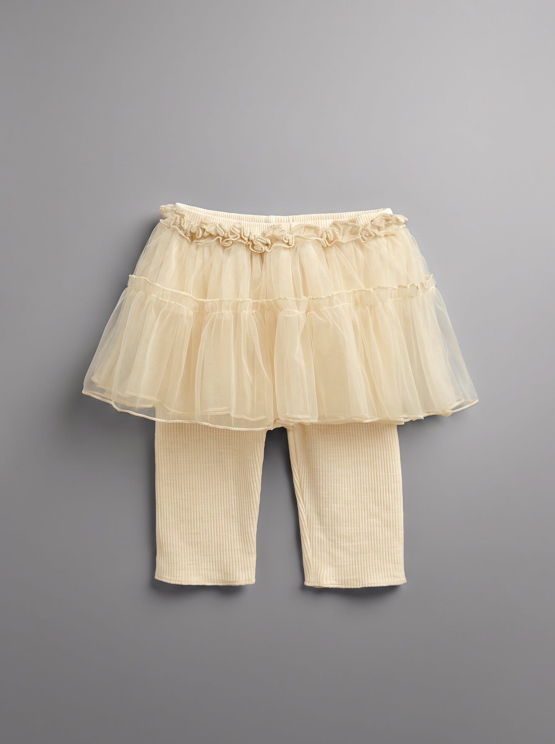 Baby Girl Beige Relaxed-Fit Elastic-Waist Casual Trousers