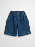 Girls Blue Denim Casual Pull-On Shorts