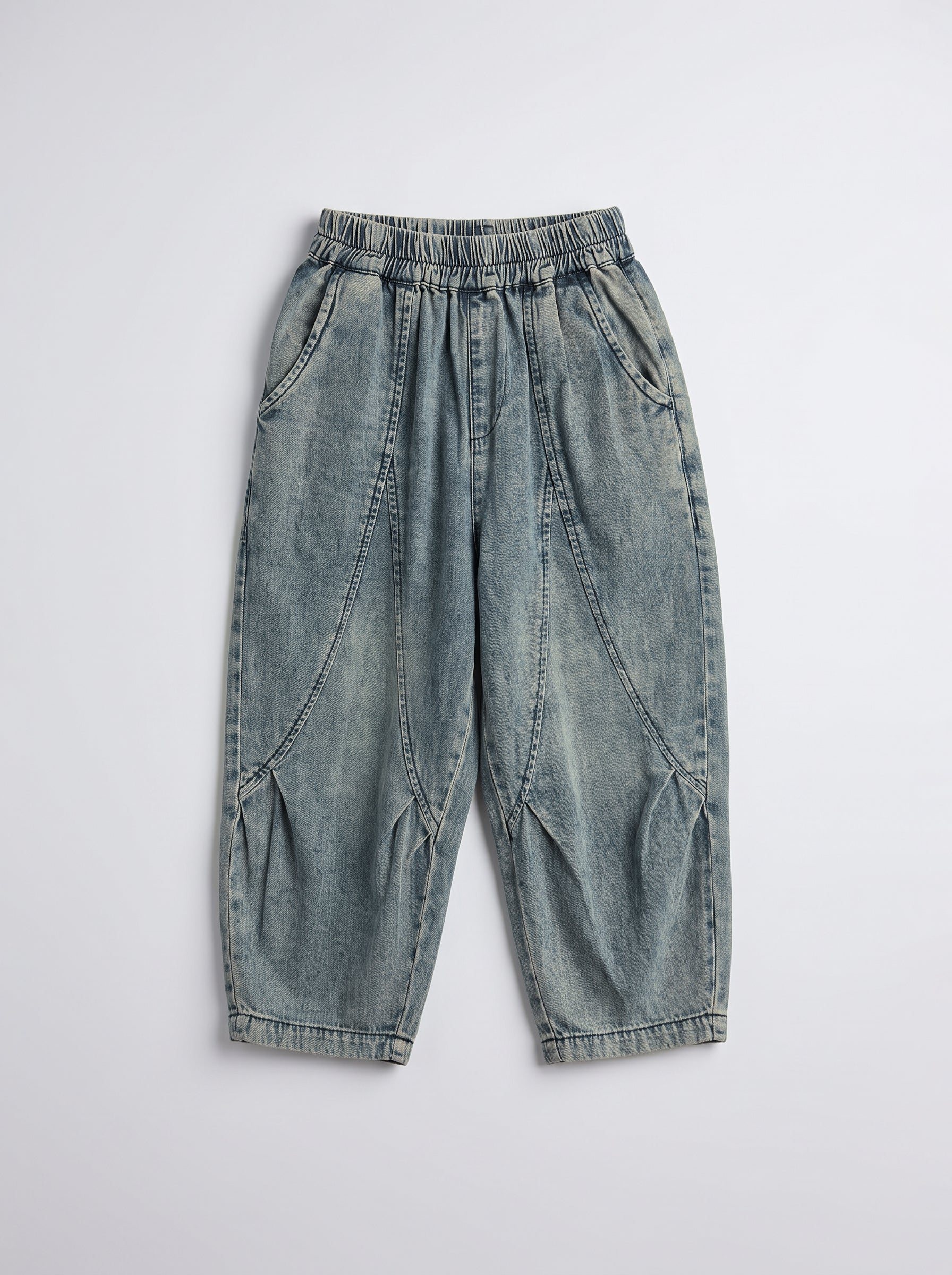 Boys Blue Denim Relaxed-Fit Pull-On Pants