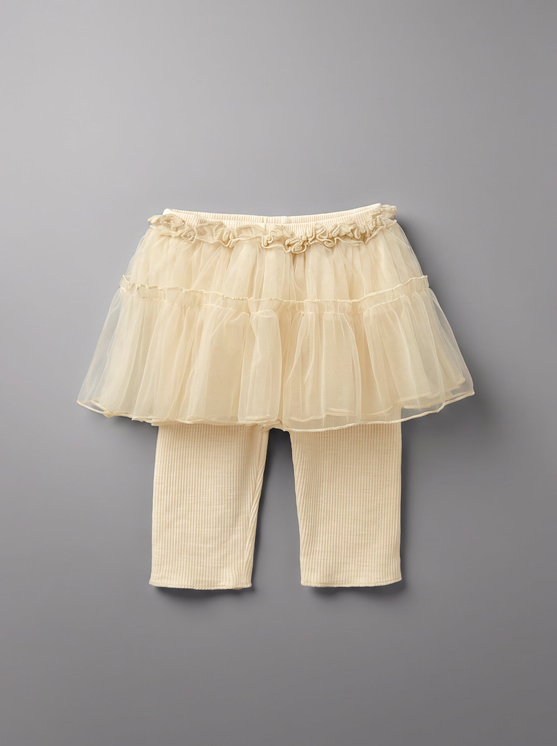 Baby Girl Beige Relaxed-Fit Elastic-Waist Casual Trousers