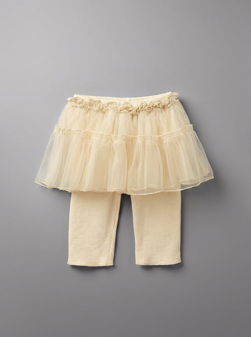 Baby Girl Beige Relaxed-Fit Elastic-Waist Casual Trousers