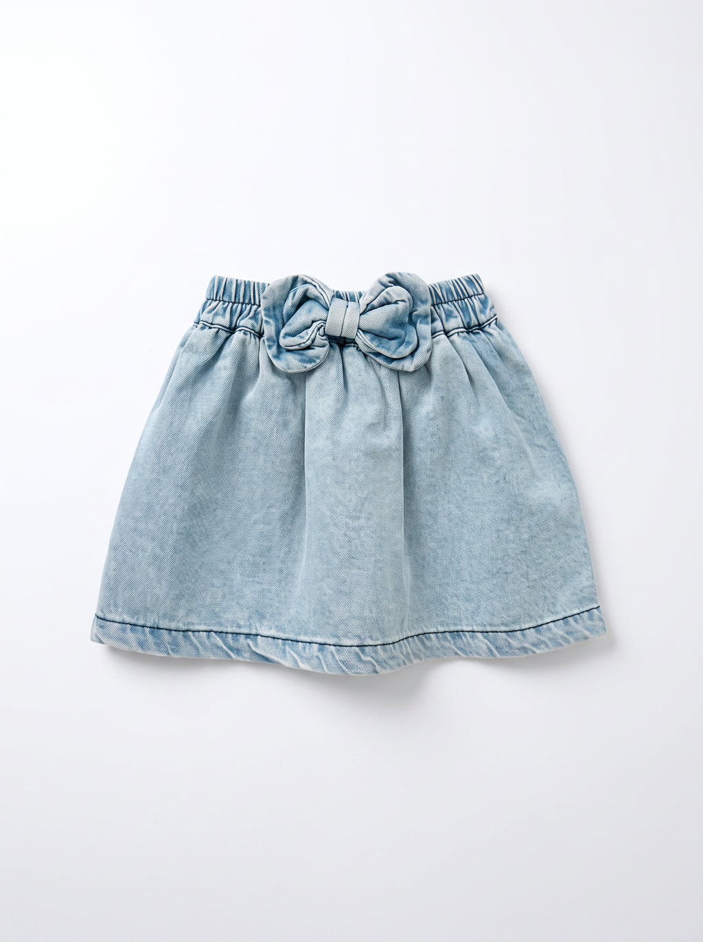 Girls Blue Denim Casual Elastic-Waist Pull-On Skirt