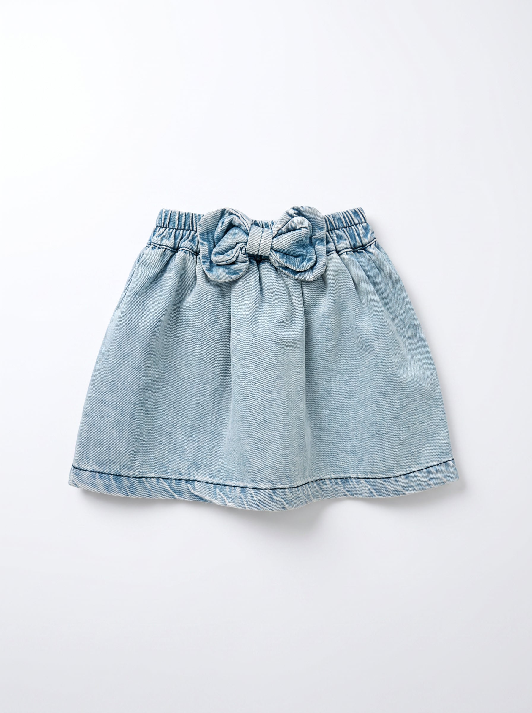 Girls Blue Denim Casual Elastic-Waist Pull-On Skirt