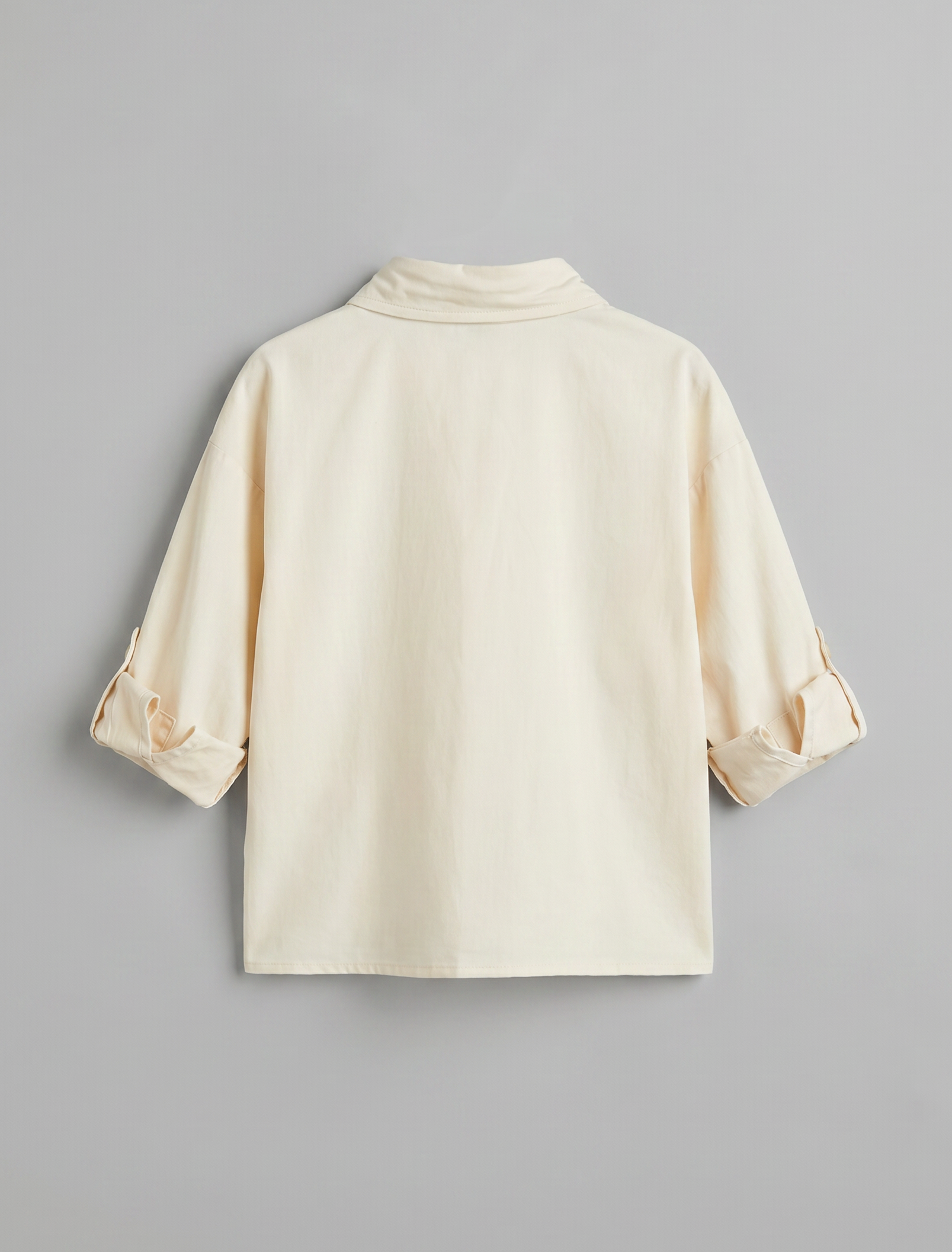 Boys Cream Linen-Look Roll-Up Sleeve Button-Down Shirt