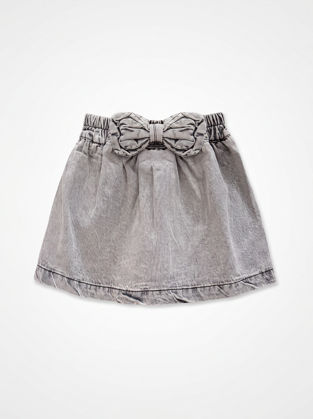 Girls Black Denim Casual Elastic-Waist Pull-On Skirt