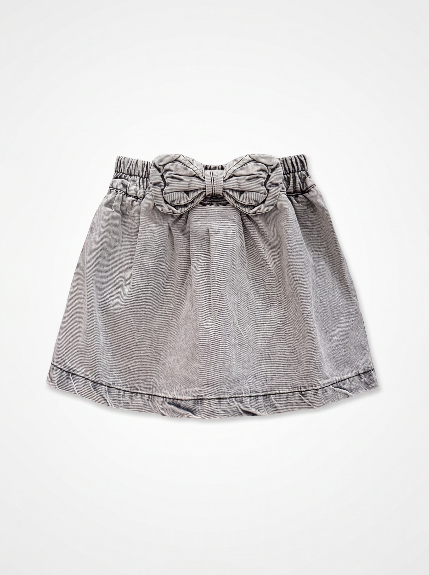 Girls Black Denim Casual Elastic-Waist Pull-On Skirt