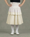 Girls Off-White & Soft Yellow Smocked-Waist Three-Tier Ruffle Midi Skirt
